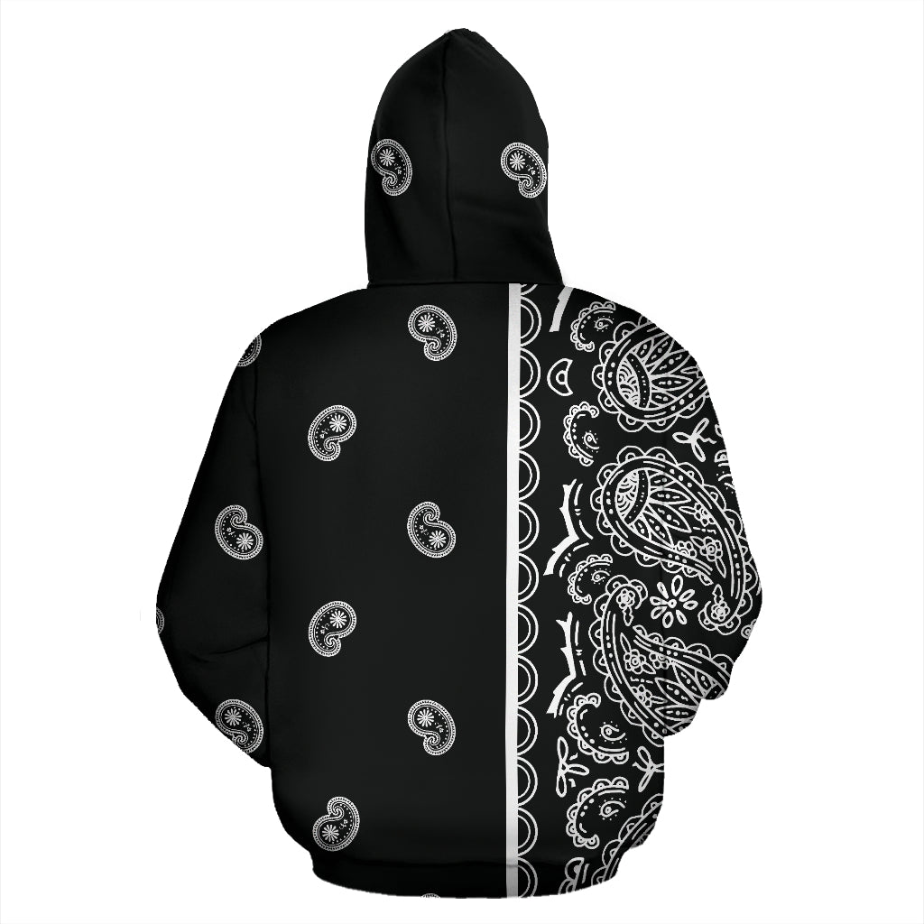 black bandana zip hoodie back view