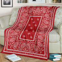 Red with White Fleece Throw Blanket