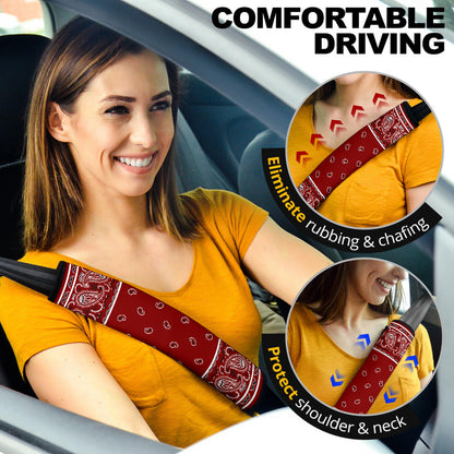 Maroon Red Bandana Seat Belt Covers - 3 Styles