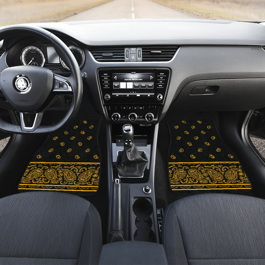 black gold bandana lowrider floor mats