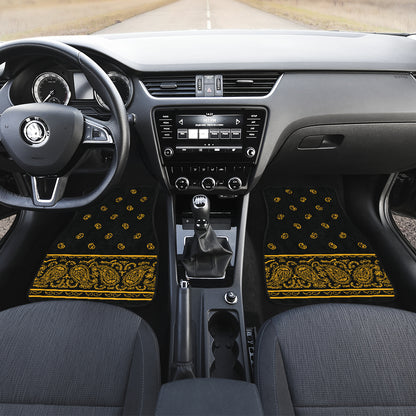 black gold bandana lowrider floor mats