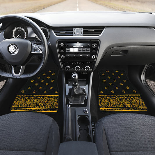 black gold bandana lowrider floor mats