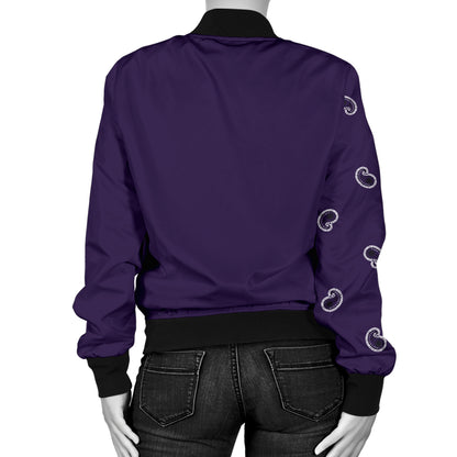 Asymmetrical Royal Purple Bandana Women's Bomber Jacket