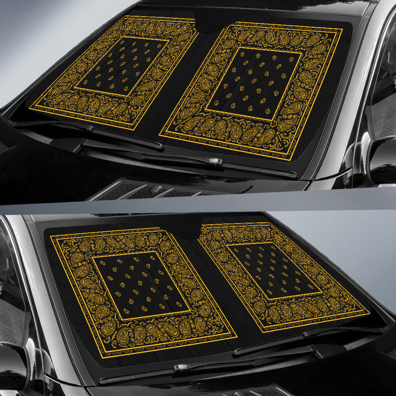 Black Gold Bandana Car Window Shade