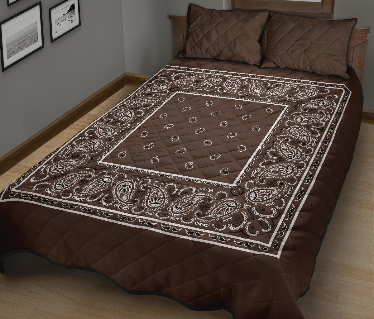Quilt Set - Coffee Brown Bandana Quilt w/Shams