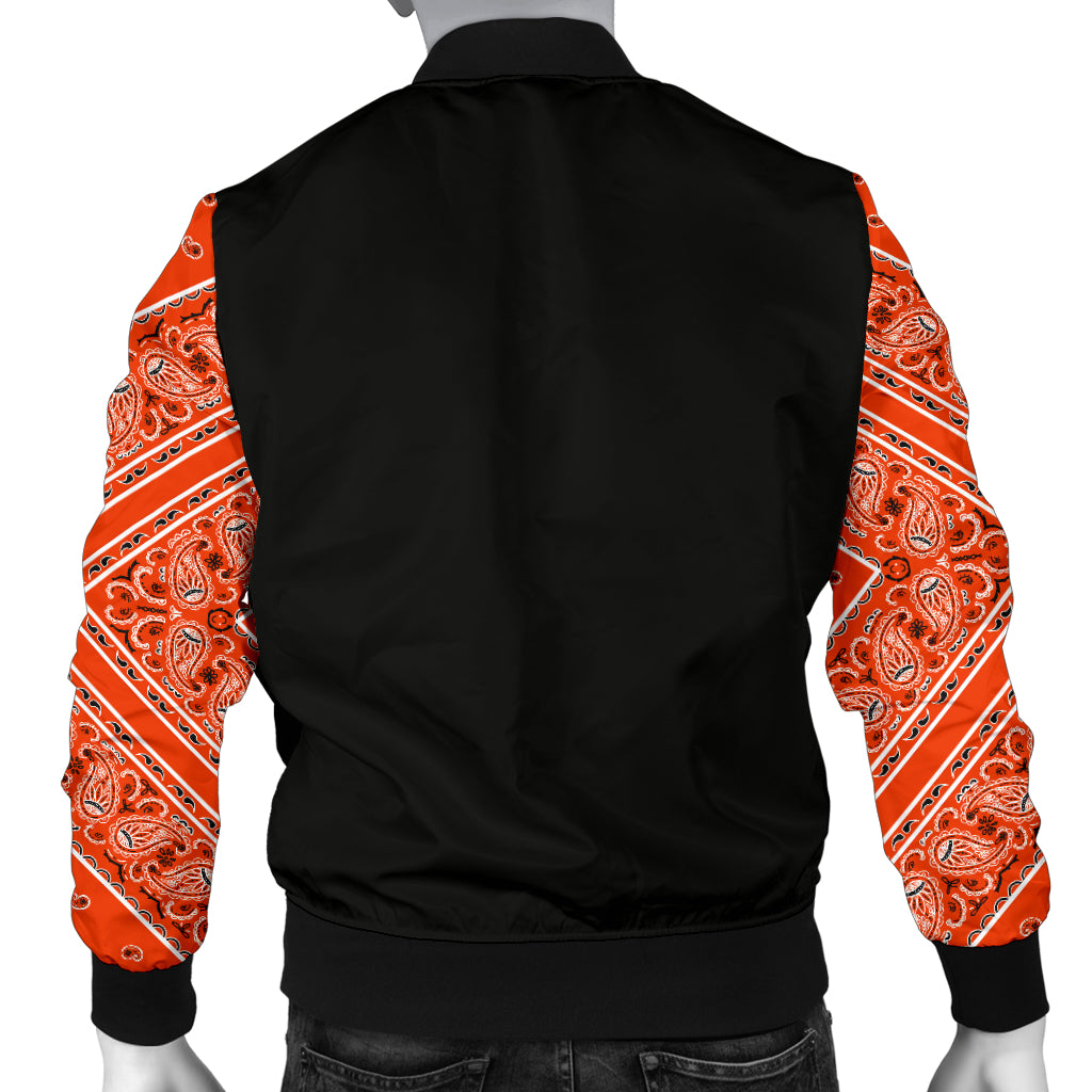 Men's Perfect Orange Bandana Sleeved Bomber Jacket