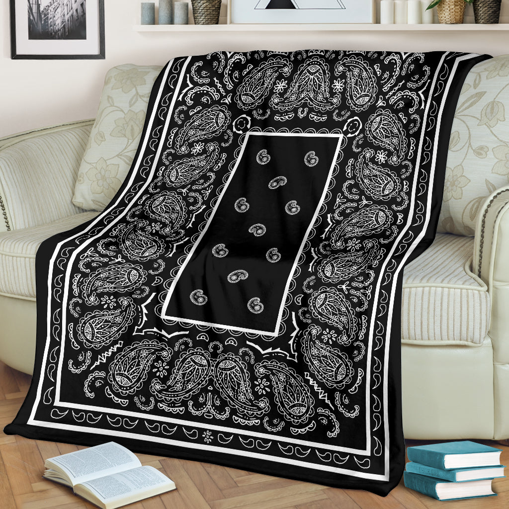 Black Bandana Throw Blanket