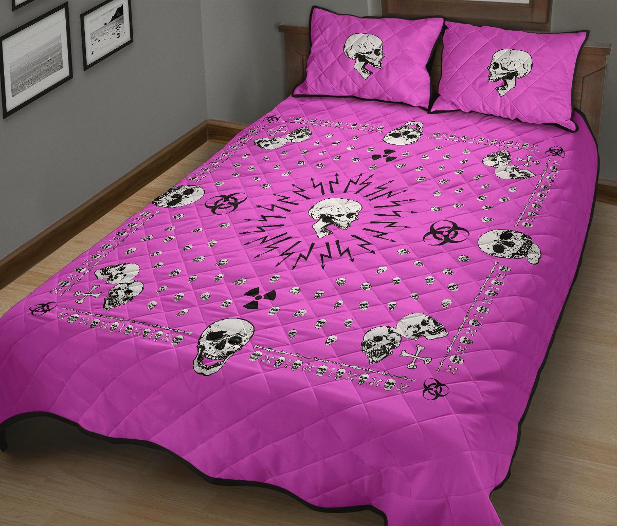pink bandana with skulls bedspread
