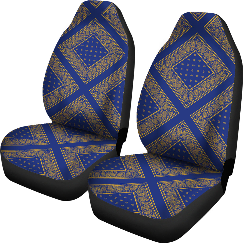 Blue Gold Bandana Car Seat Cover - Diamond