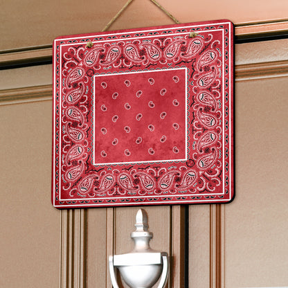 Red Denim Bandana Door Signs