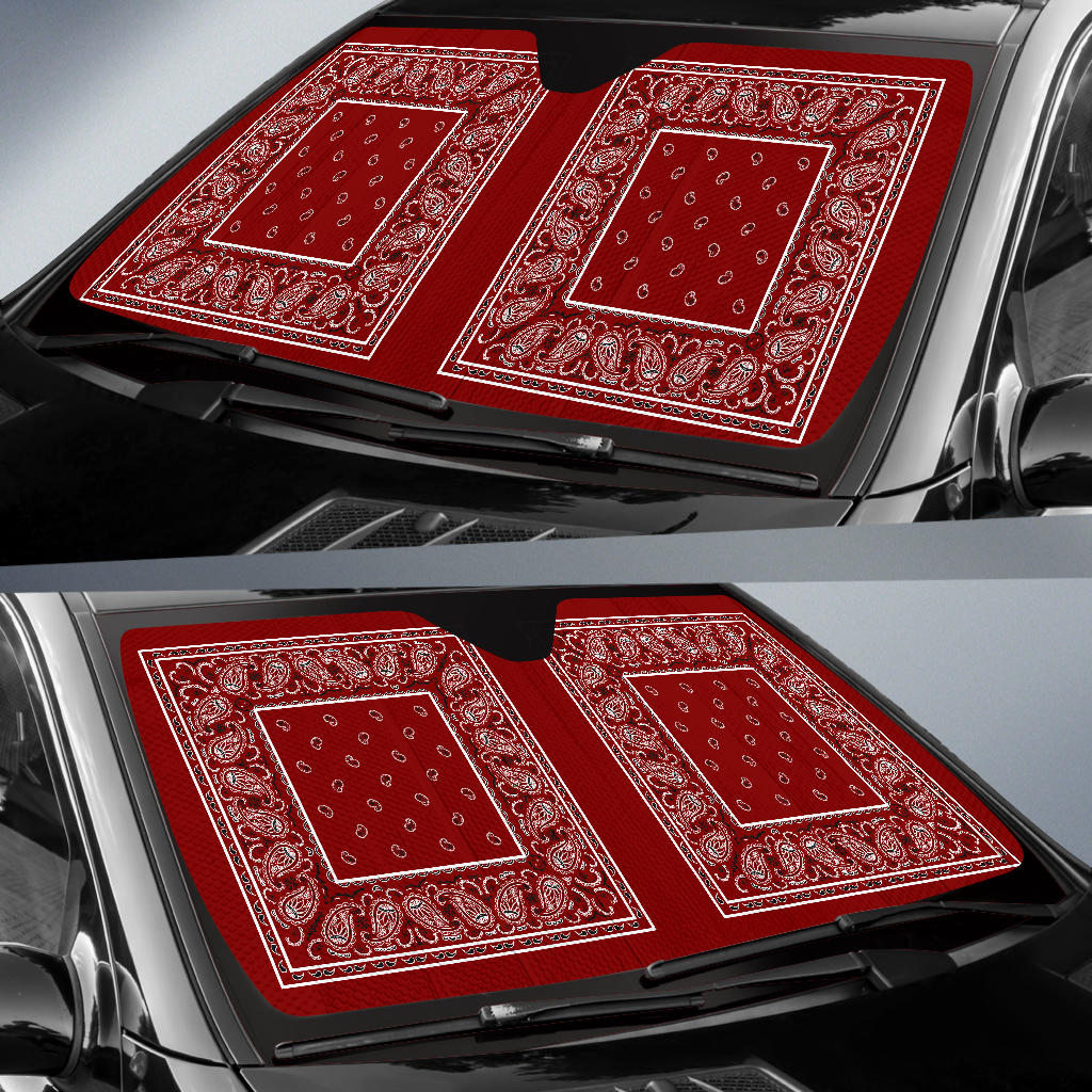 Maroon Bandana Car Window Shade