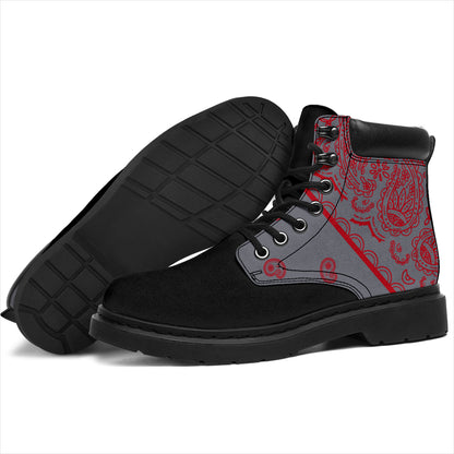 Gray and Red Bandana Blackout All Season Boots