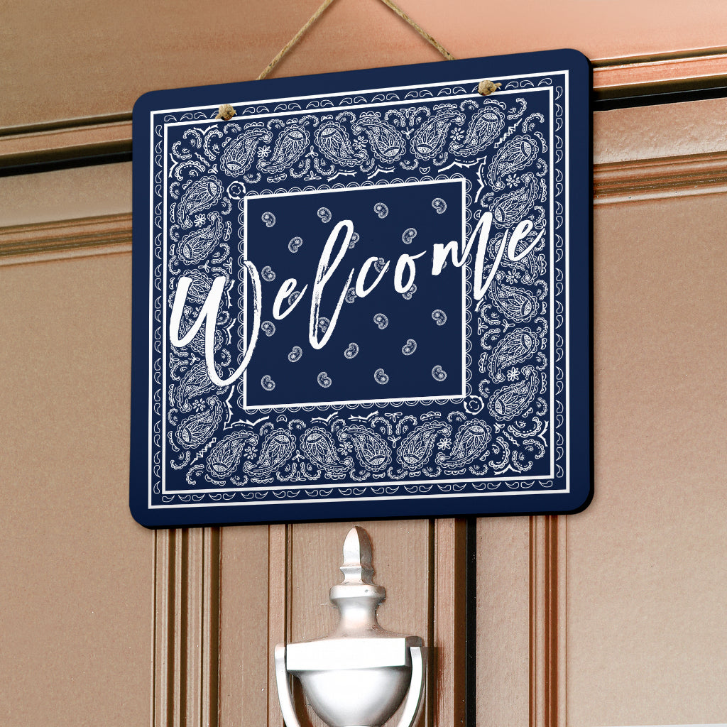 Navy Blue and White Bandana Door Signs