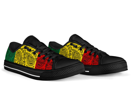 Canvas Low Top Sneakers - Rasta Bandana Style