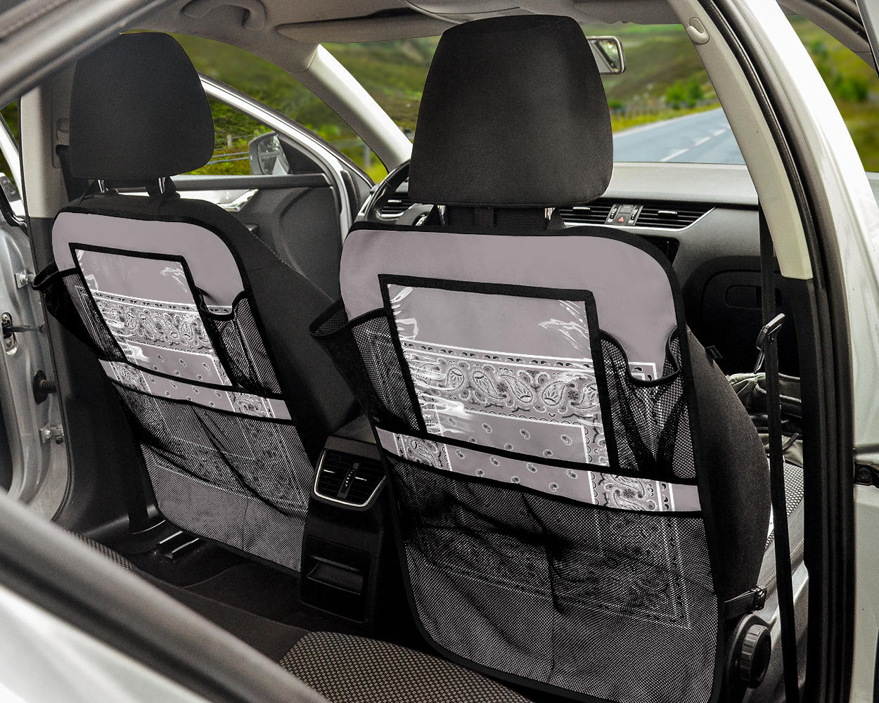 Classic Gray  Bandana Car Seat Organizers