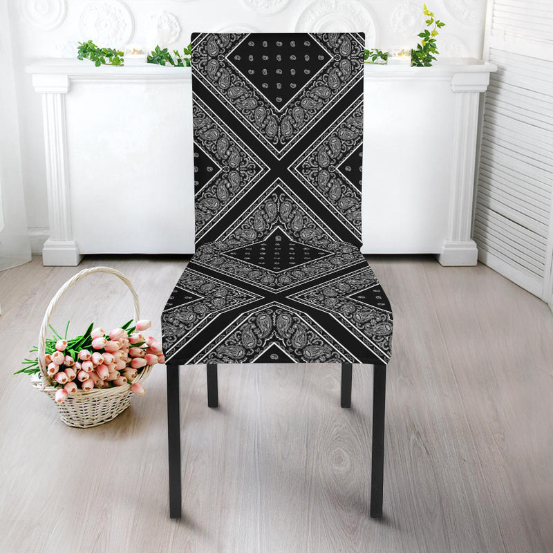Black Bandana Dining Chair Covers - 4 Patterns