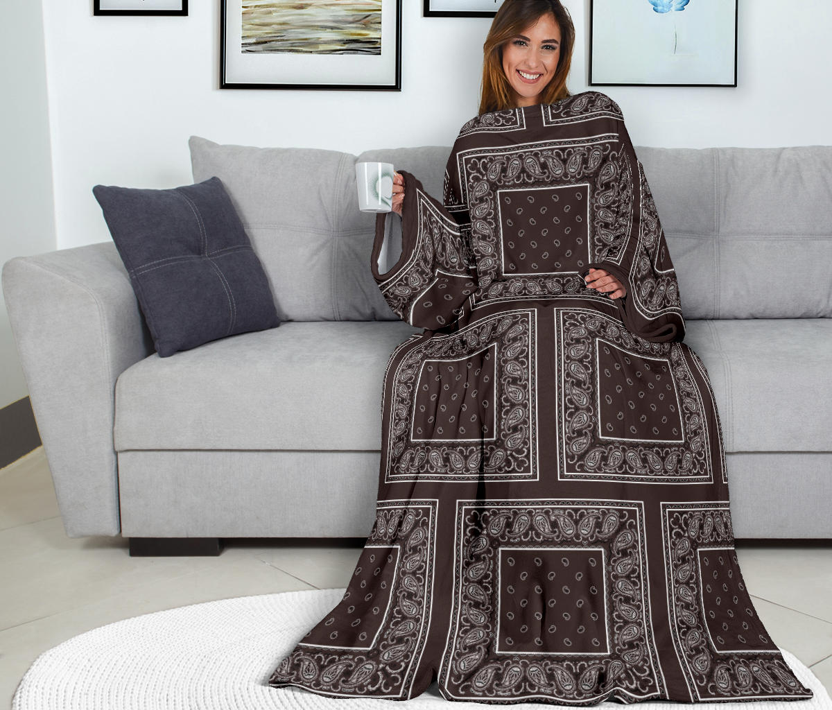 brown bandana sleeved blankets