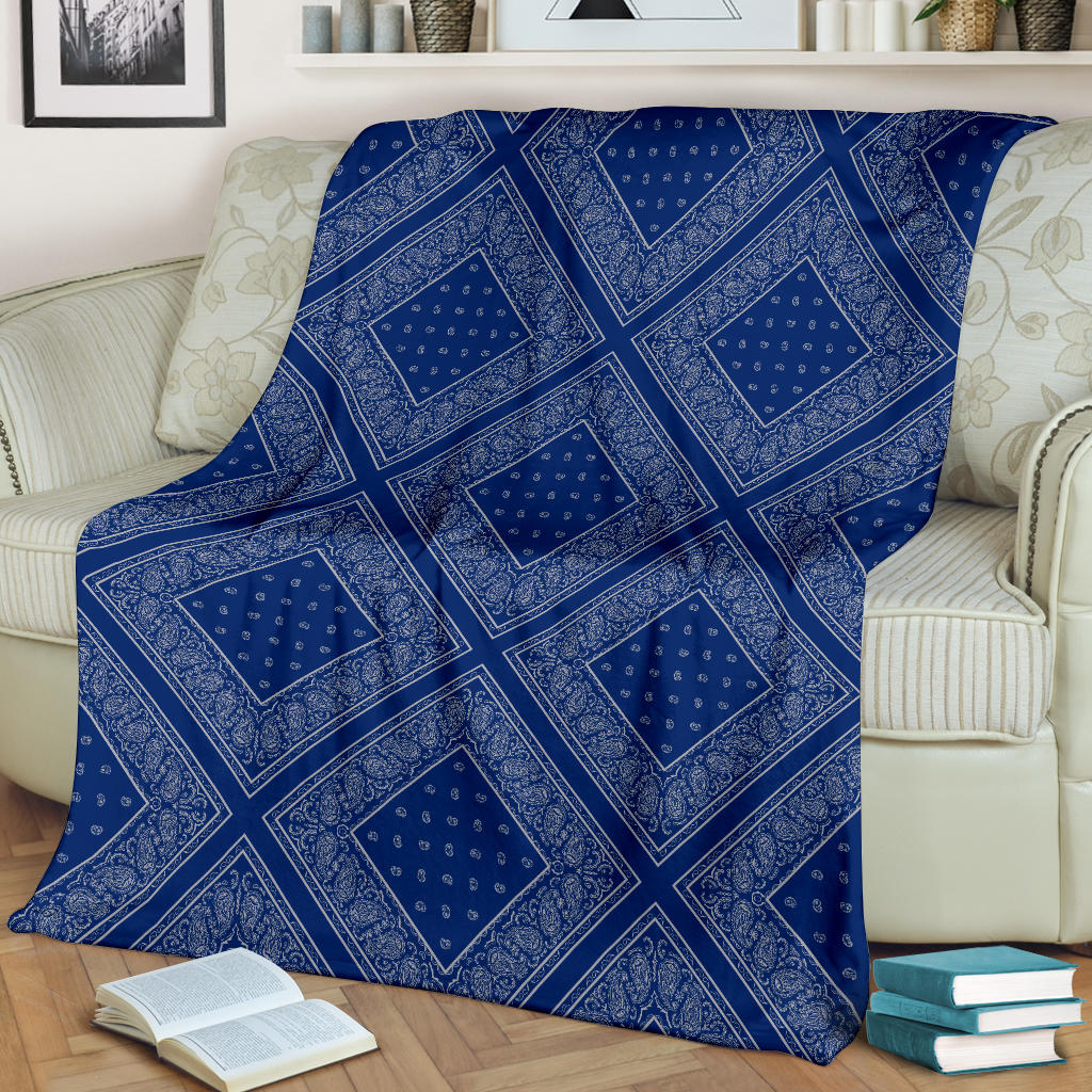 Blue Gray Bandana Throw Blanket