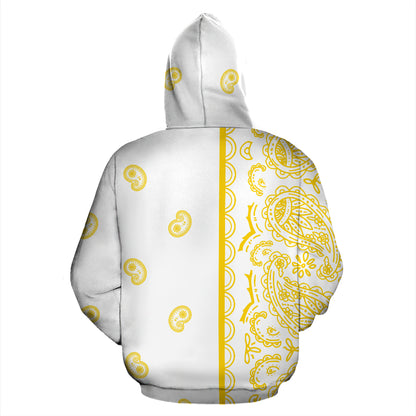 Asymmetrical White Gold Bandana Pullover Hoodie