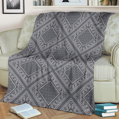 Ultra Plush Classic Gray Bandana Diamond Throw Blanket