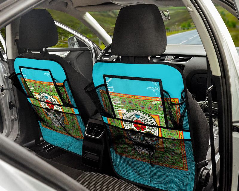 Festive Sugar Skull Bandana Back Seat Organizers