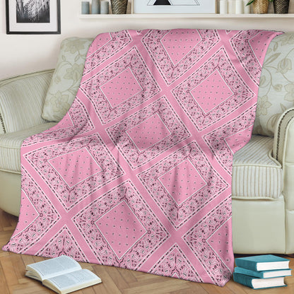 Ultra Plush Light Pink Bandana Diamond Throw Blanket