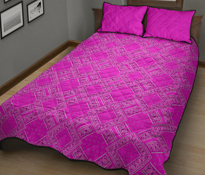 Quilt Set - Abruptly Pink Bandanas DB Quilt w/Shams