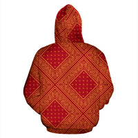 Red and Gold Bandana Patch Pullover Hoodie