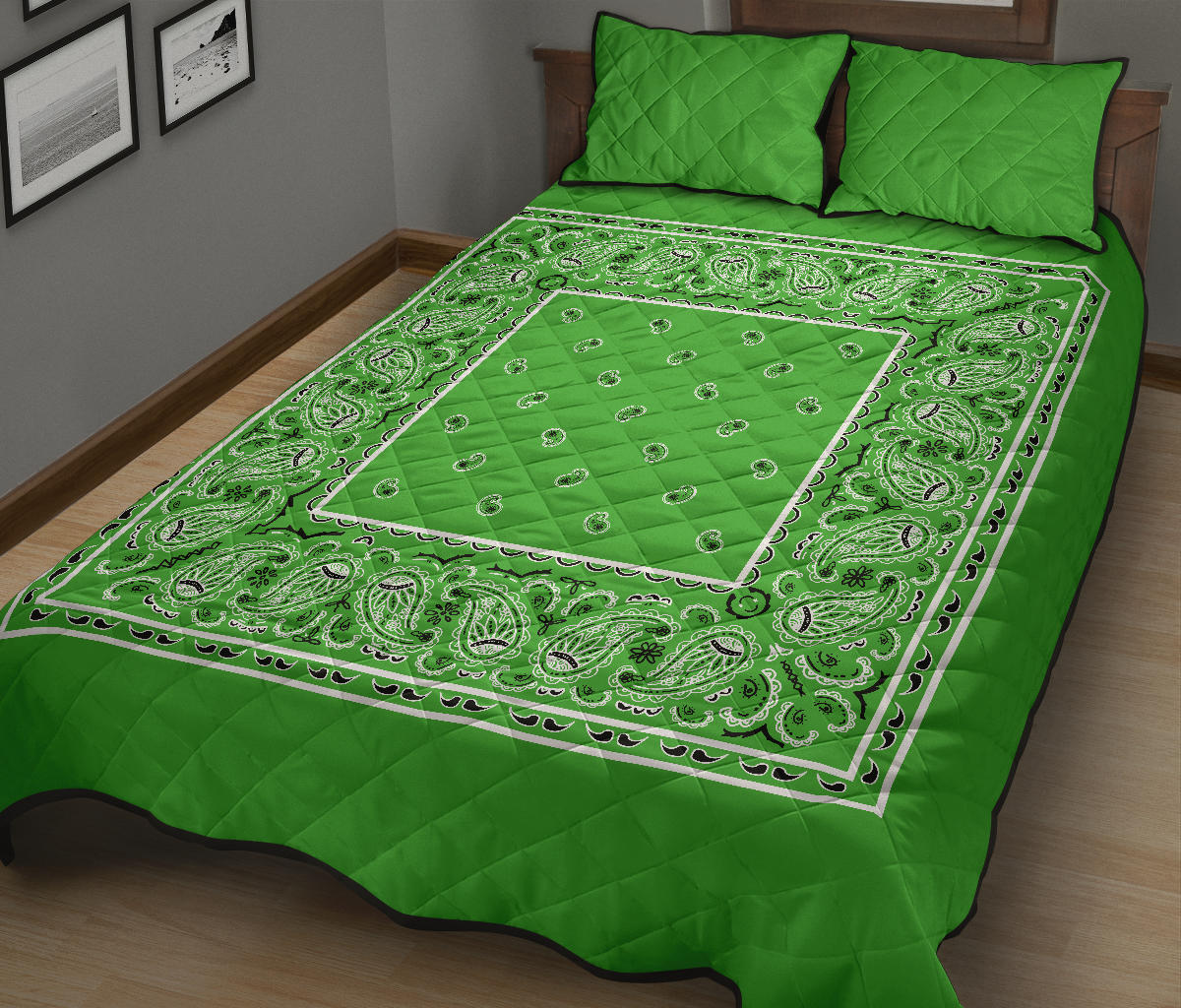 Quilt Set - Lime Green Bandana Quilt w/Shams