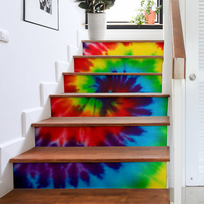 Retro Tie Dye Spiral Bandana Stair Stickers 6 Steps