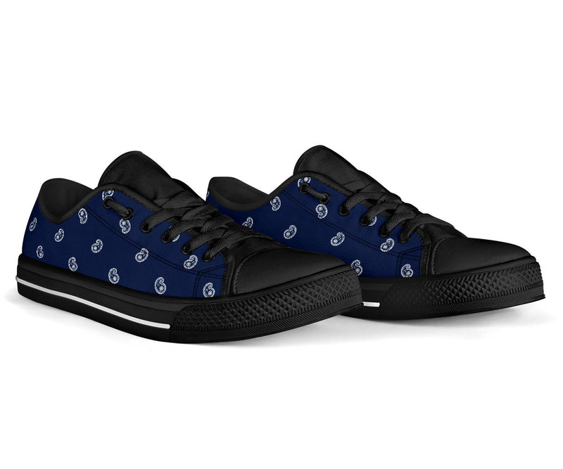 Canvas Low Top Sneakers - Navy and White Paisley