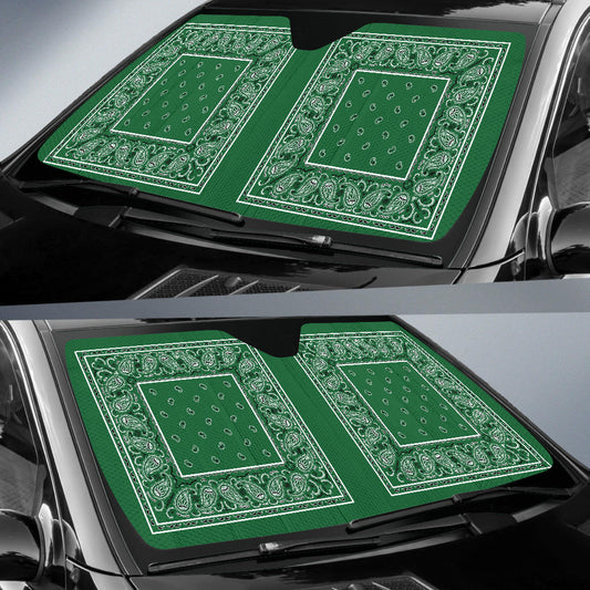 Classic Green Bandana Car Window Shade