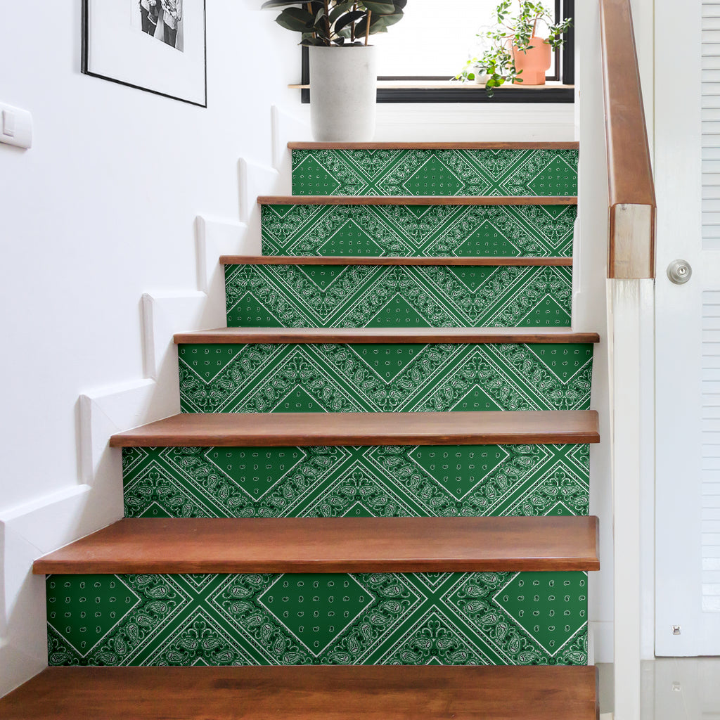 green bandana stair sticker decor