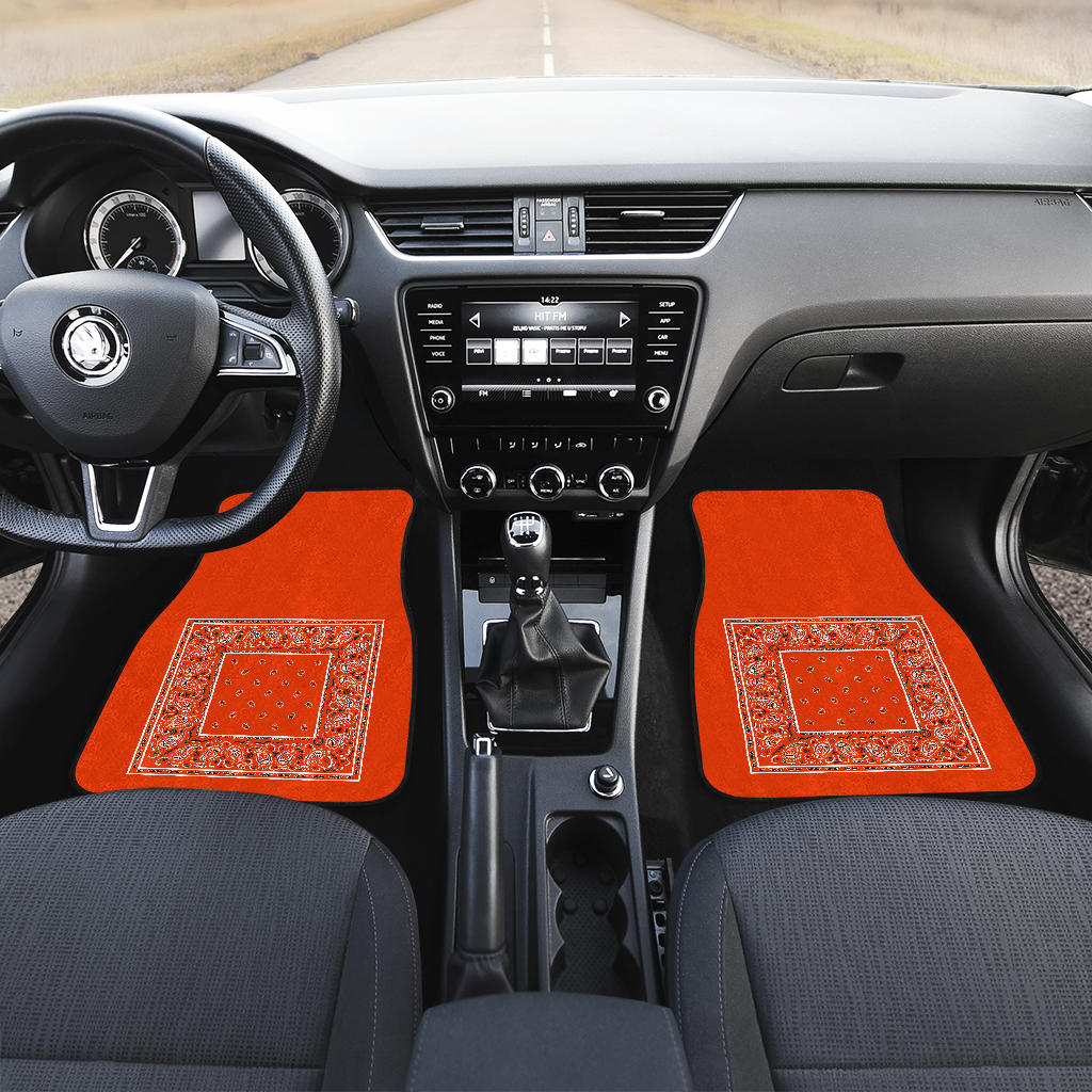 orange bandana lowrider floor mats