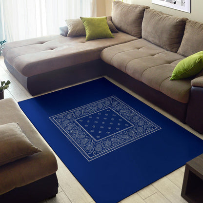 Blue and Gray Bandana Area Rugs - Minimal