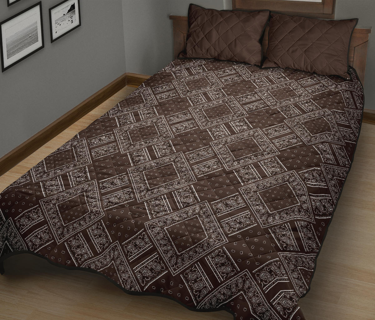 Quilt Set - Coffee Brown Bandana DB Quilt w/Shams