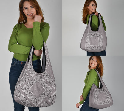 gray bandana shopping bags