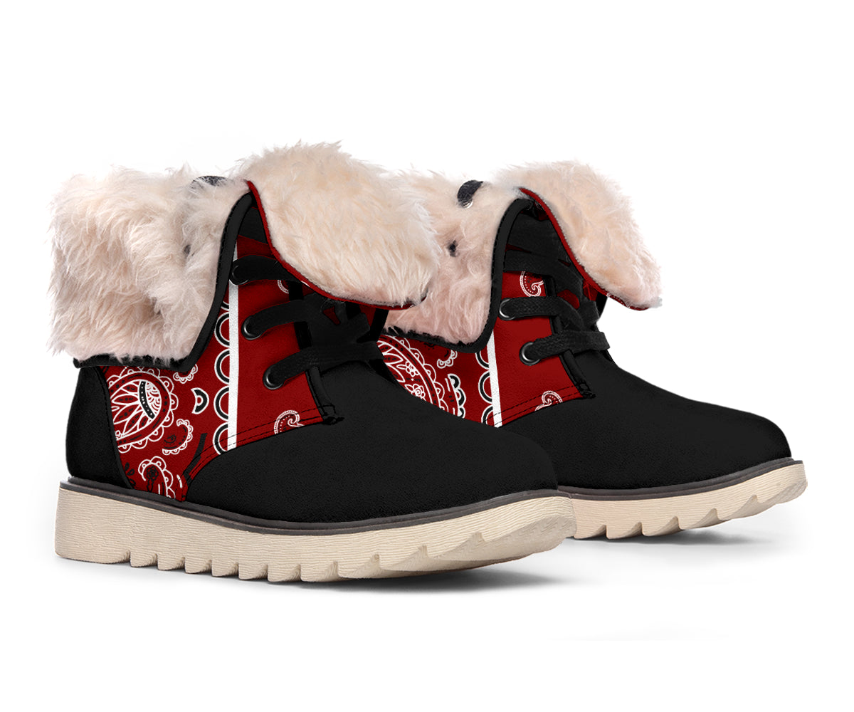 Maroon Bandana Women's Winter Boots