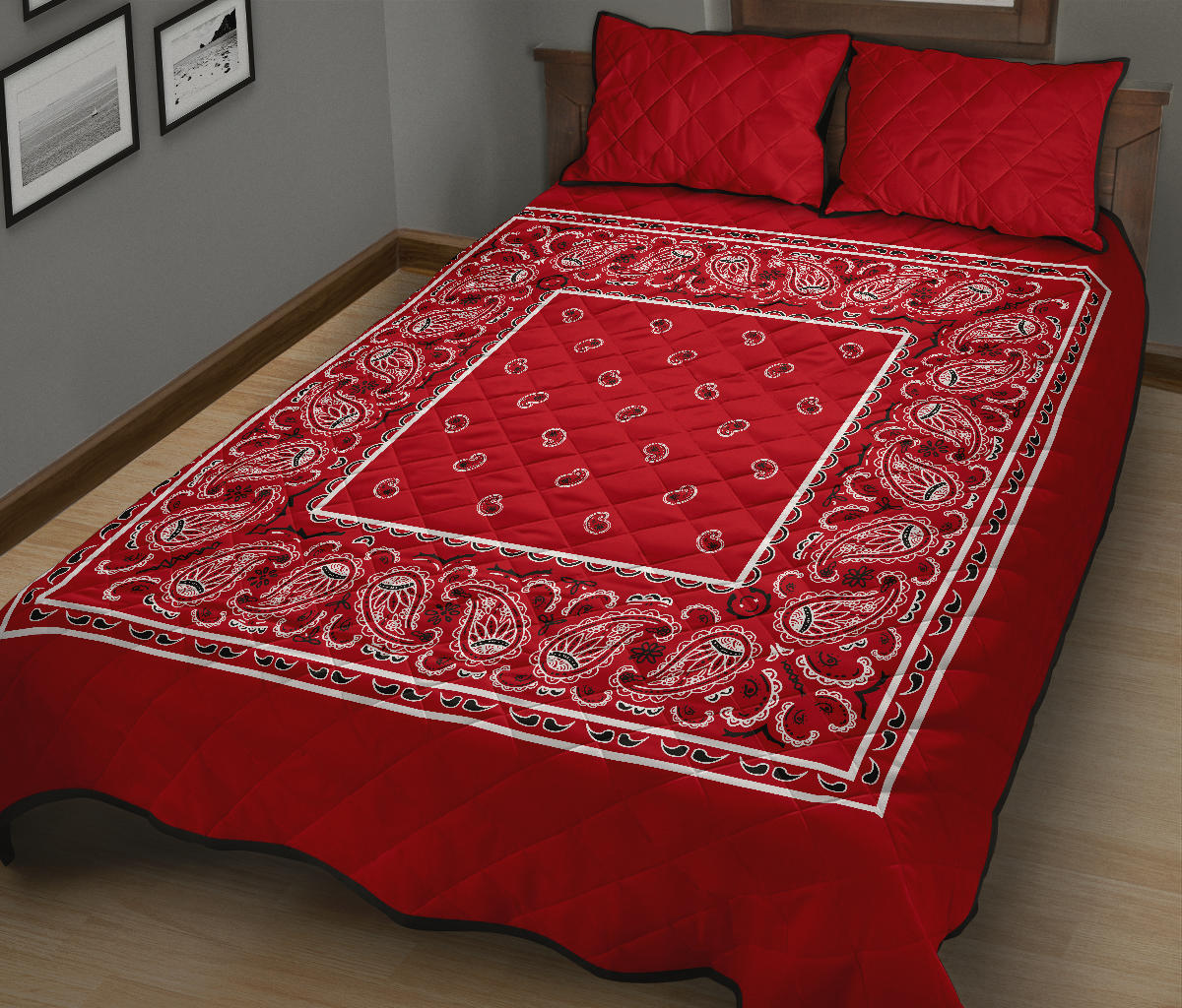 Quilt Set - Classic Red Bandana Quilt w/Shams