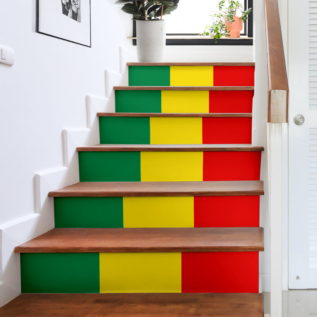 rasta flag color stair sticker decor