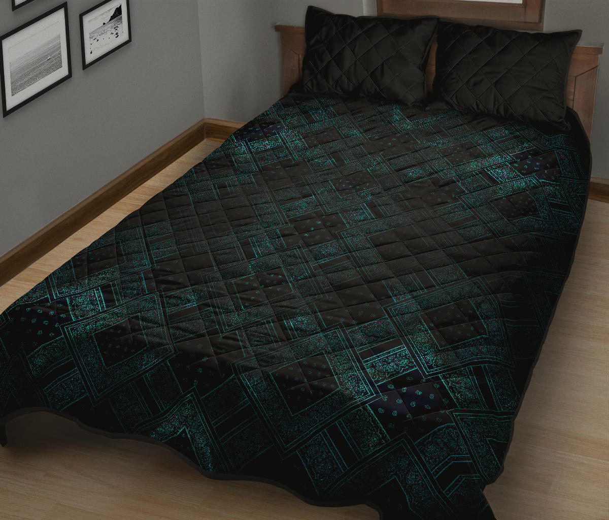 Quilt Set - Electric Blues Bandana DB Quilt w/Shams