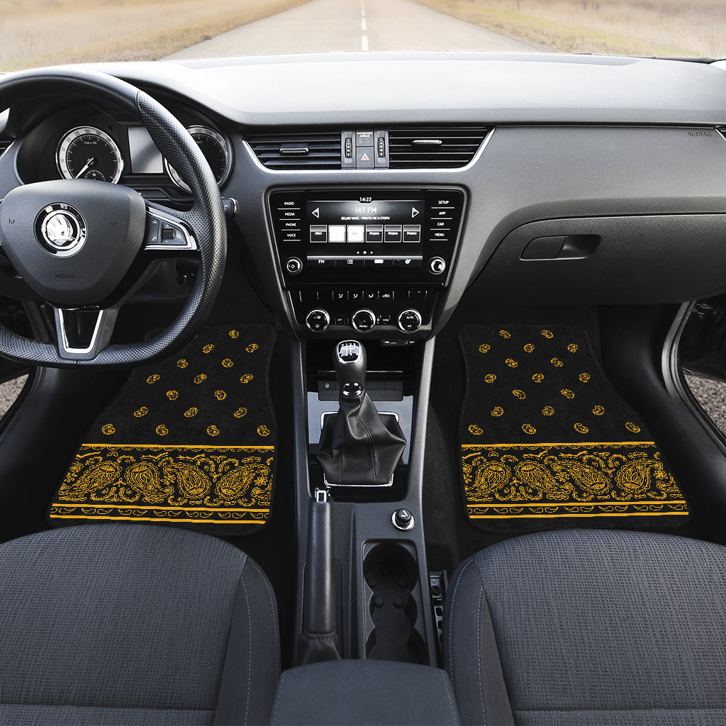 Dual Black Gold Bandana Car Mats - Fancy