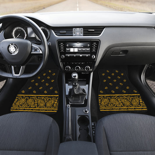 Dual Black Gold Bandana Car Mats - Fancy