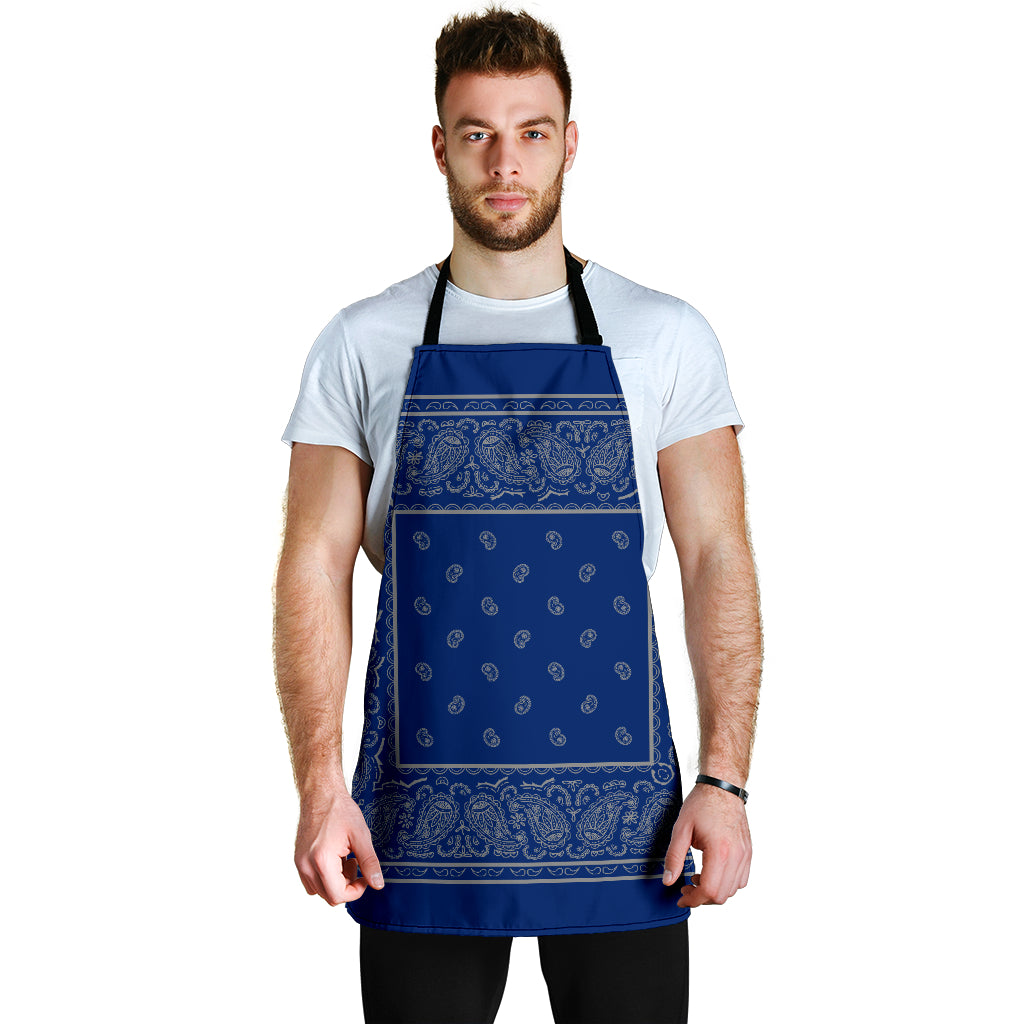 Blue and Gray Big Bandana Apron
