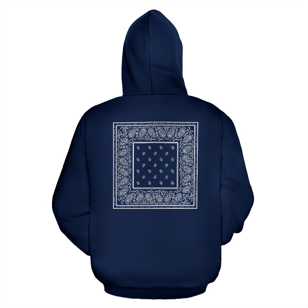 dark blue bandana zip hoodie back view