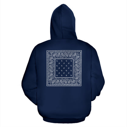 dark blue bandana zip hoodie back view
