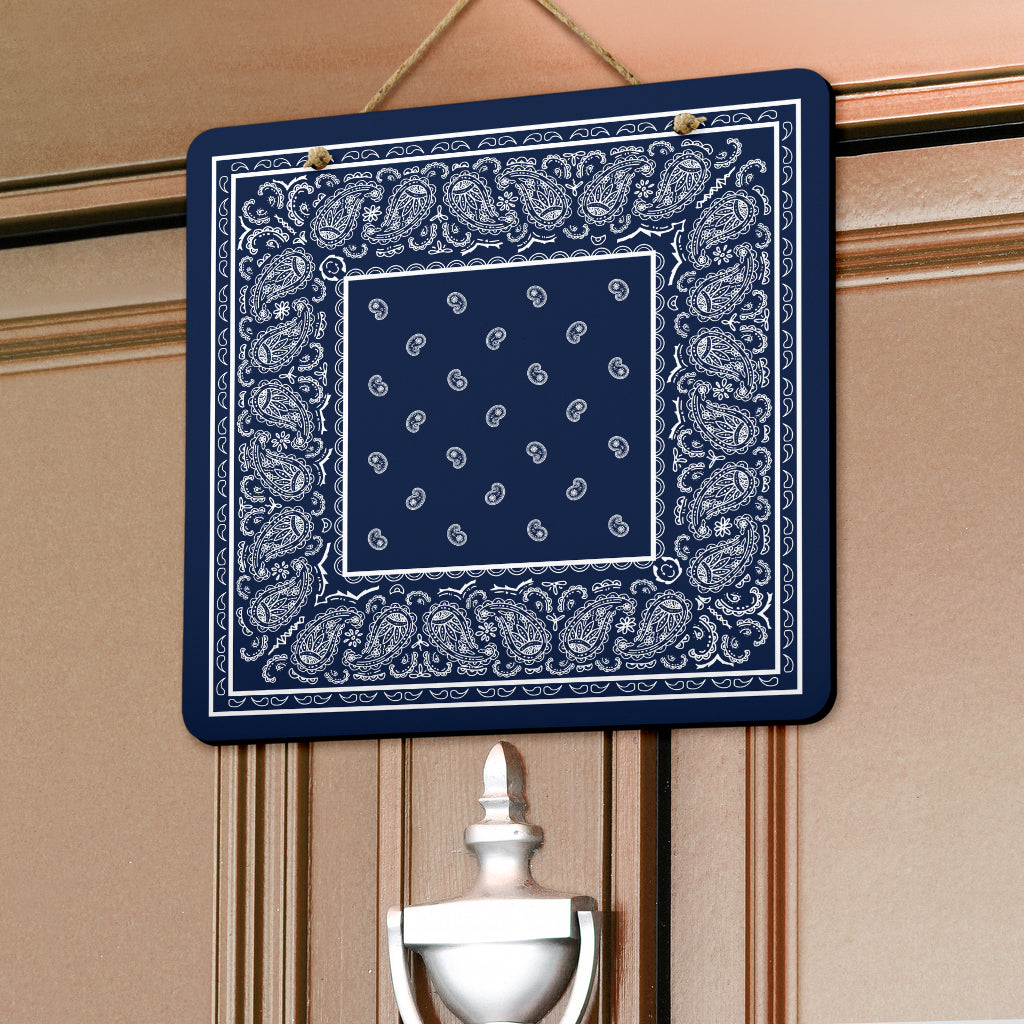 Navy Blue and White Bandana Door Signs