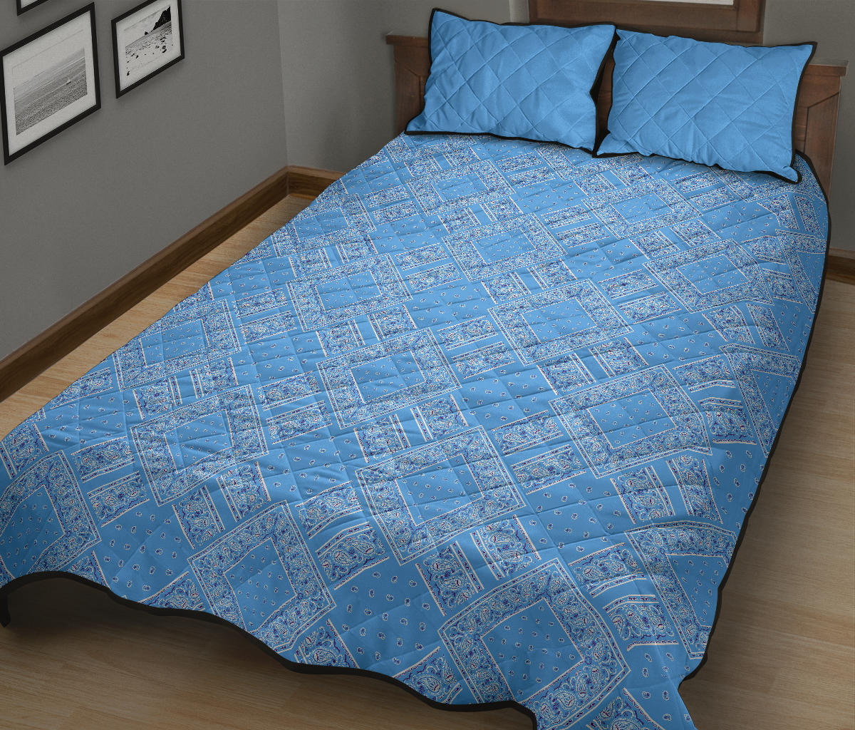 Quilt Set - Lt Blue Bandana DB Quilt w/Shams