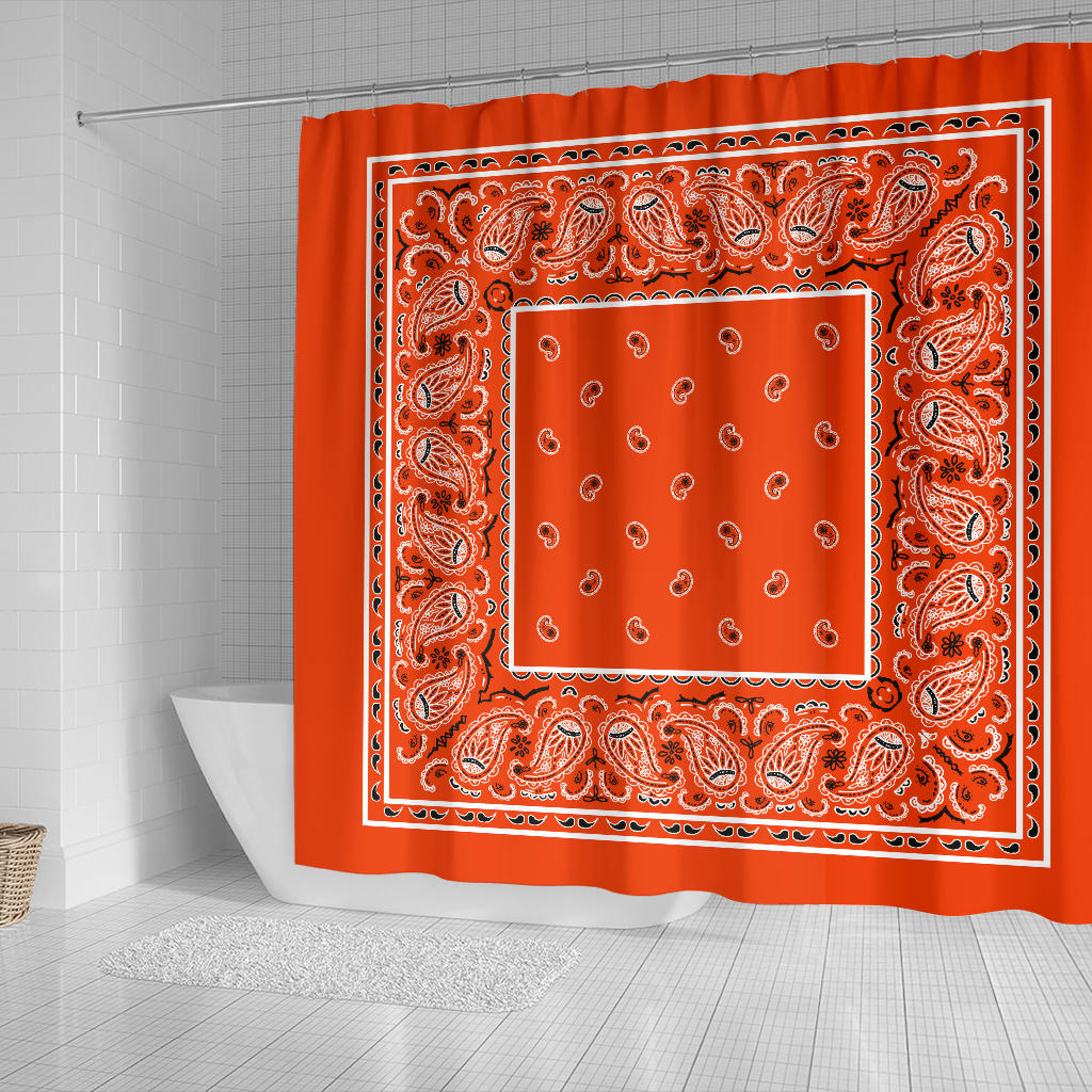 Orange Bandana Shower Curtains