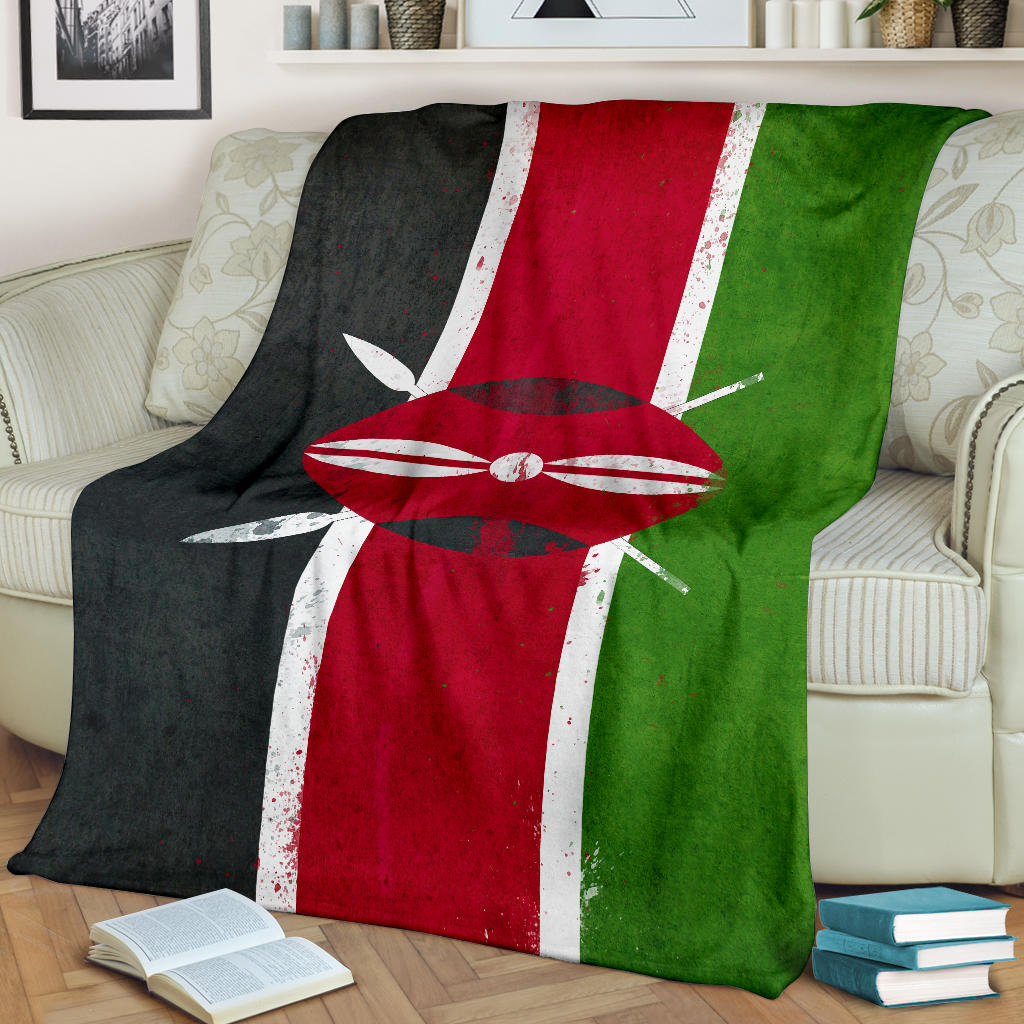 Kenyan Flag Fleece Throw Blanket